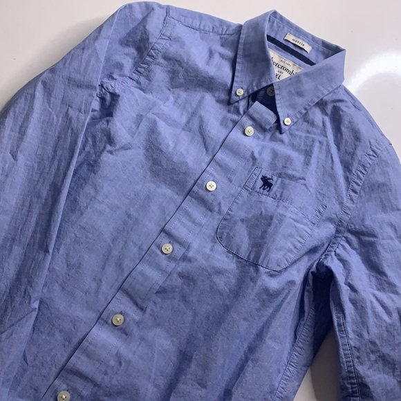 Abercrombie kids muscle blue button down long sleeve shirt XL - Picture 6 of 7